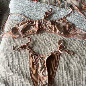 Floral Bikini Set with Tie Straps